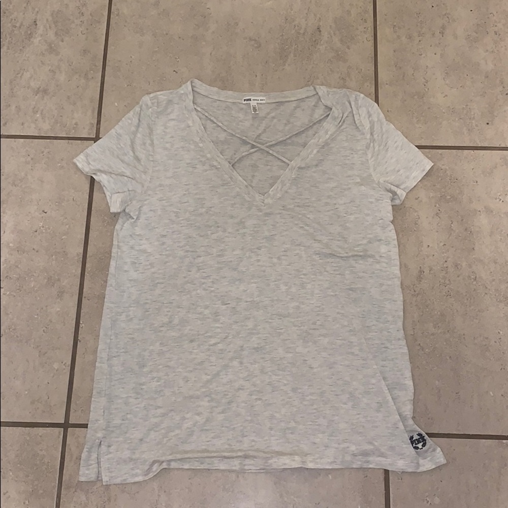 NWOT PINK Super Soft Cross Neckline T